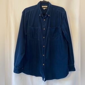 Cherokee Men's 100% Cotton Navy Blue Corduroy Button Down Oxford Shirt Medium